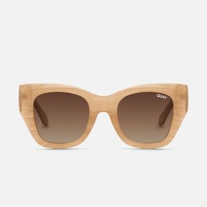 QUAY After Hours Bevel Polarized Sunglasses Ivory Tortoise Stripe Brown Lenses